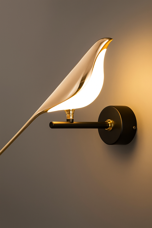 Led Bird Modern Gold Black Metal Wall Light